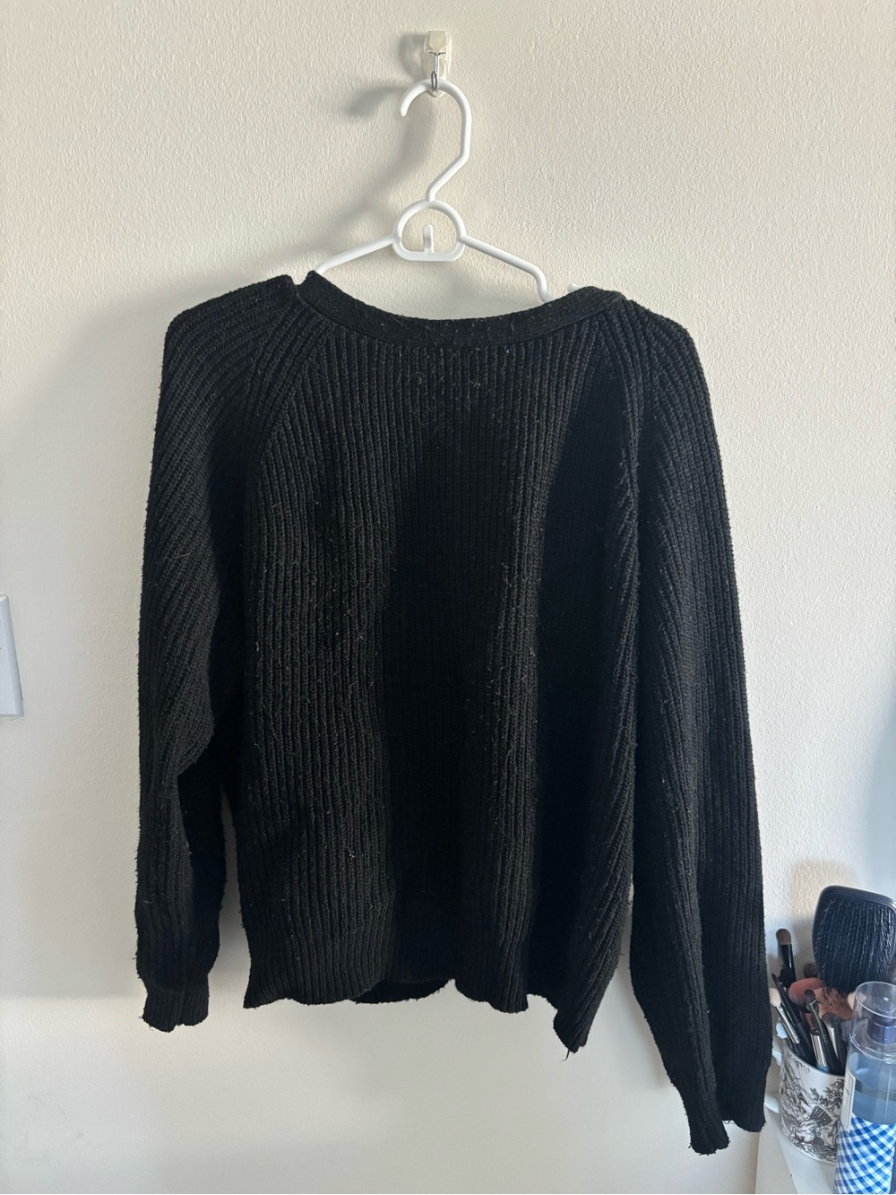 Astr Black Ribbed Crewneck Sweater